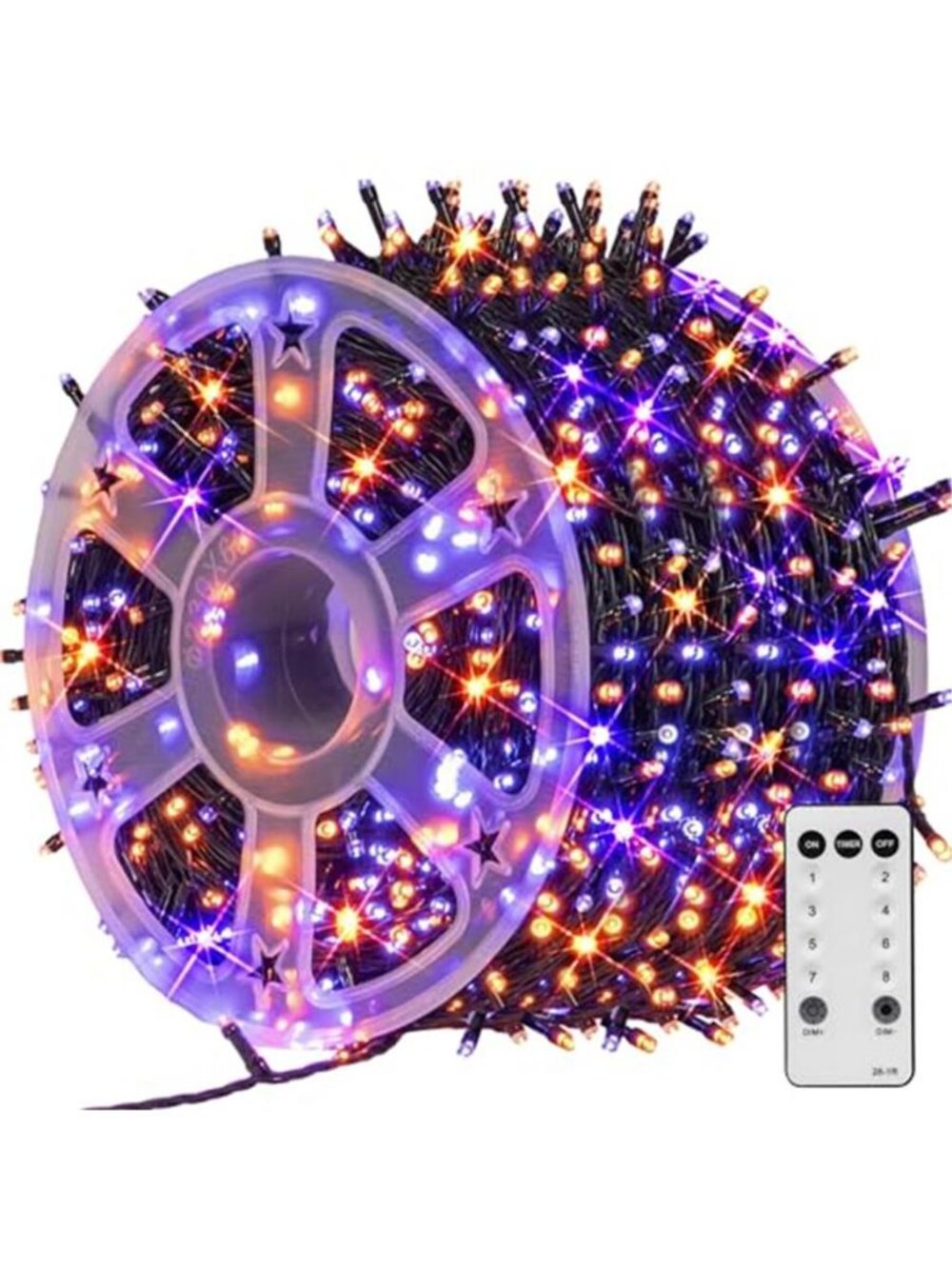 Halloween Lights, 600 LED 196FT Halloween String Lights Plug-in with 8 Modes